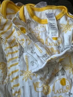 Carter's Yellow & Gray Safari Cotton Baby Bodysuit - 0-3M